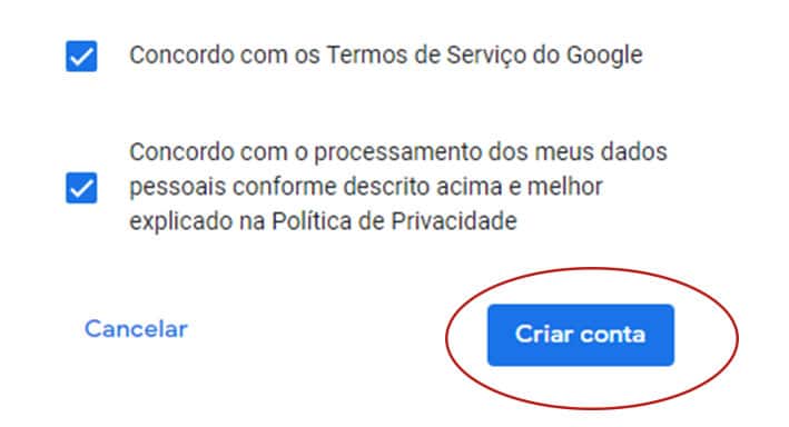 concordo termo servico google