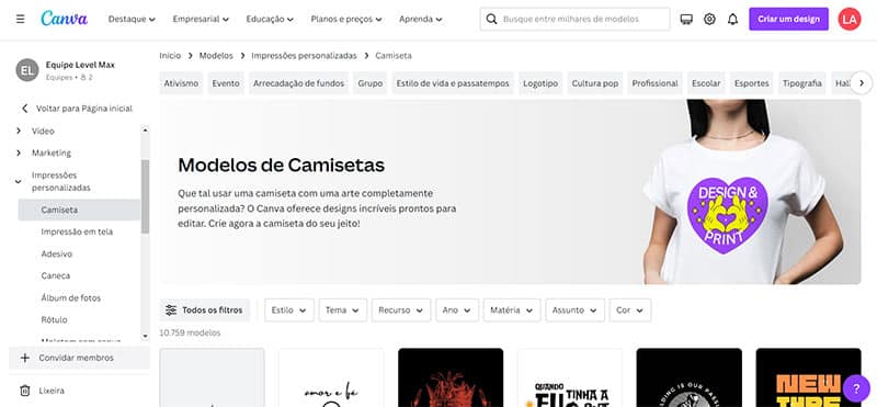 Ideias de como ganhar dinheiro com o Canva fazendo Camisetas