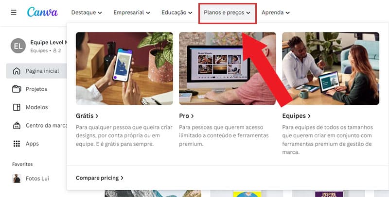 Planos e Preços do Canva