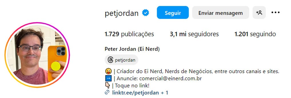 Perfil Instagram Peter Jordan